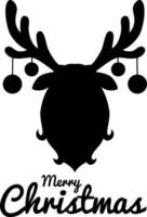 sillhouette de cabeza de ciervo con bolas de navidad en astas vector