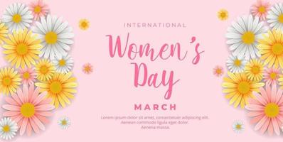 Happy international women's day with beautiful flowers vector