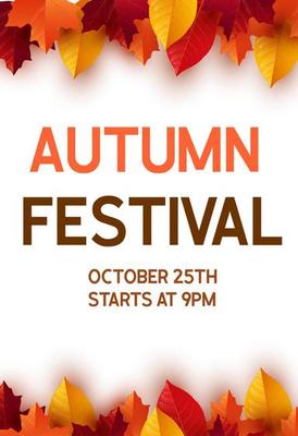 Autumn festival invitation with autumn leaves