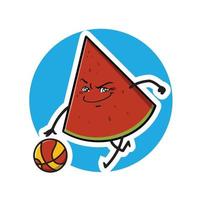 Cute Watermelon Sport Cartoon Vector Illustration