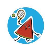 Cute Watermelon Sport Cartoon Vector Illustration