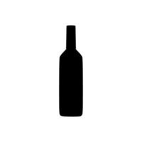 Wine bottle silhouette icon. Alcohol drink shape element. Vector illustration isolated on white background