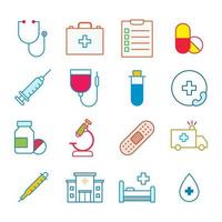 conjunto de iconos médicos plantillas de diseño vectorial aisladas en fondo blanco vector