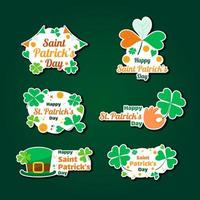 Set of Shamrock Leaves on Saint Patricks Day Stickers vector