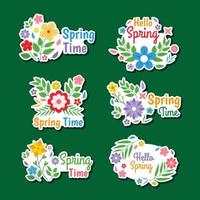 Stickers of Blooming Flower In Spring Season vector