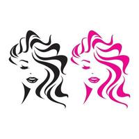 logotipo de belleza de cabello facial vector