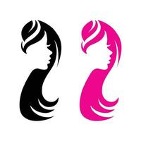 logotipo de belleza de cabello facial vector