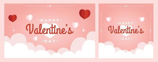 Valentine's Day background greeting card poster banner with romantic hearts pink element vector