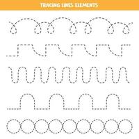 Tracing lines elements for makings educational games. vector