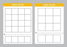 Set of templates to make worksheet for kids. Sudoku game. vector