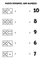 Match dominoes and numbers. Math game for children. vector