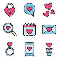 conjunto de iconos de corazones de san valentín vector