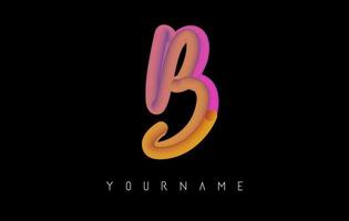 Letter B logo with rainbow gradient 3D effect. Creative vector illustration with vibrant gradient shape.