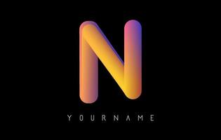 Letter N logo with rainbow gradient 3D effect. Creative vector illustration with vibrant gradient shape.