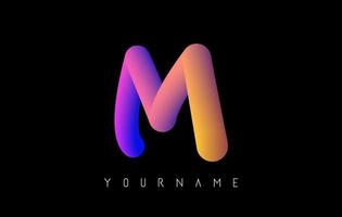 Letter M logo with rainbow gradient 3D effect. Creative vector illustration with vibrant gradient shape.