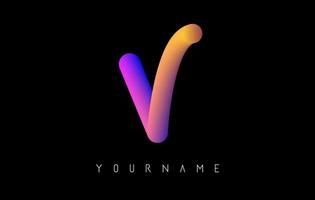 Letter V logo with rainbow gradient 3D effect. Creative vector illustration with vibrant gradient shape.