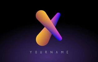 Letter X logo with rainbow gradient 3D effect. Creative vector illustration with vibrant gradient shape.