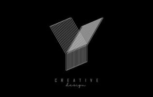 White Lines Letter Y Logo. Creative Line Vector illustration design with 3D effect.