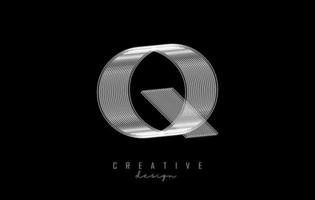 White Lines Letter Q Logo. Creative Line Vector illustration design with 3D effect.