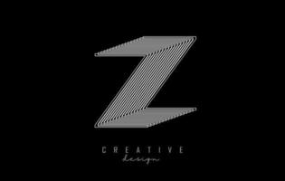 logotipo de la letra z de líneas blancas. diseño de ilustración de vector de línea creativa con efecto 3d.