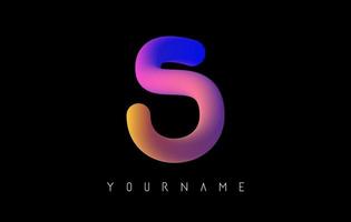 Letter S logo with rainbow gradient 3D effect. Creative vector illustration with vibrant gradient shape.