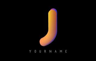 Letter J logo with rainbow gradient 3D effect. Creative vector illustration with vibrant gradient shape.