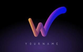 Letter W logo with rainbow gradient 3D effect. Creative vector illustration with vibrant gradient shape.