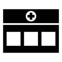 hospital clínica edificio médico icono color negro vector ilustración estilo plano imagen