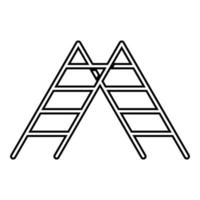 Step ladder icon outline black color vector illustration flat style image