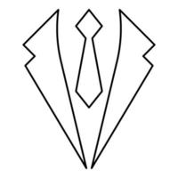 Business concept Jacket and tie cravat Suit for wedding Men's clothing in dress clothes Representative idea icon outline black color vector illustration flat style image
