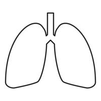 Lungs human icon outline black color vector illustration flat style image