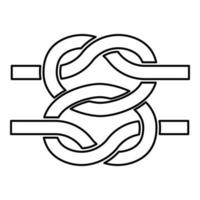 Two nautical knots Ropes Wire with loop Twisted marine cord icon outline black color vector illustration flat style image