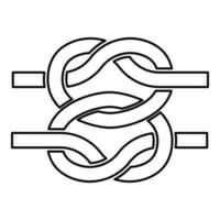 Two nautical knots Ropes Wire with loop Twisted marine cord icon outline black color vector illustration flat style image