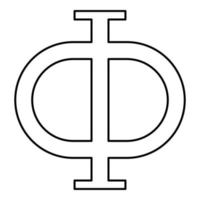 Phi greek symbol capital letter uppercase font icon outline black color vector illustration flat style image