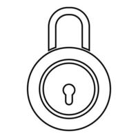 Lock Padlock icon outline black color vector illustration flat style image