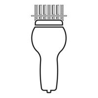 Scanning barcode with hand scanner icon outline black color vector illustration flat style image