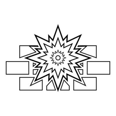 Explosion brick wall icon outline black color vector illustration flat style image