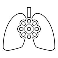 Coronavirus damaged lungs Virus corona atack Eating lung concept Covid 19 Infected tuberculosis icon outline black color vector illustration flat style image