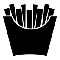papas fritas en paquete papas fritas en bolsa de papel comida rápida en caja de cubo icono de concepto de refrigerio color negro vector ilustración imagen de estilo plano