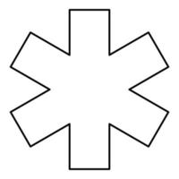 Medical symbol Emergency sign Star of life Service concept icon outline black color vector illustration flat style image