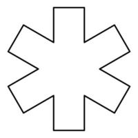 símbolo médico signo de emergencia estrella de la vida concepto de servicio icono contorno color negro vector ilustración imagen de estilo plano