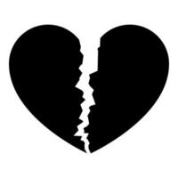 Broken heart icon black color vector illustration flat style image