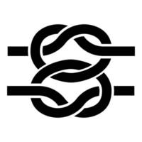 Two nautical knots Ropes Wire with loop Twisted marine cord icon black color vector illustration flat style image