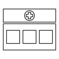 Hospital Clinic Medical building icon outline black color vector illustration flat style image