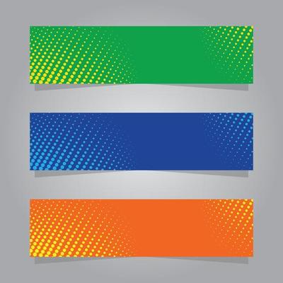 colorful halftone style banner set collection, modern elegant decorative element design vector graphic
