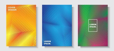 modern luxury cover design set gradation square line style effect colorful background vector