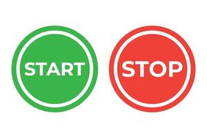 simple modern icon start and stop button, simple flat style, set collection vector graphic