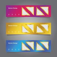shiny elegant colorful banner set template collection, modern luxury style, with triangle shape isolated for image, vector graphic design