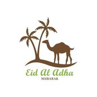 diseño de elementos islámicos de animales de camello, palmera, logotipo mínimo, ornamental de eid al adha, gráfico vectorial de religión vector