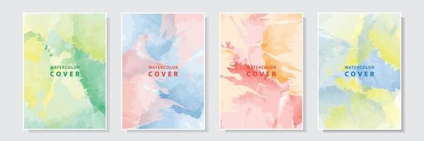 colorful abstract splash watercolor style cover art template design set collection background vector